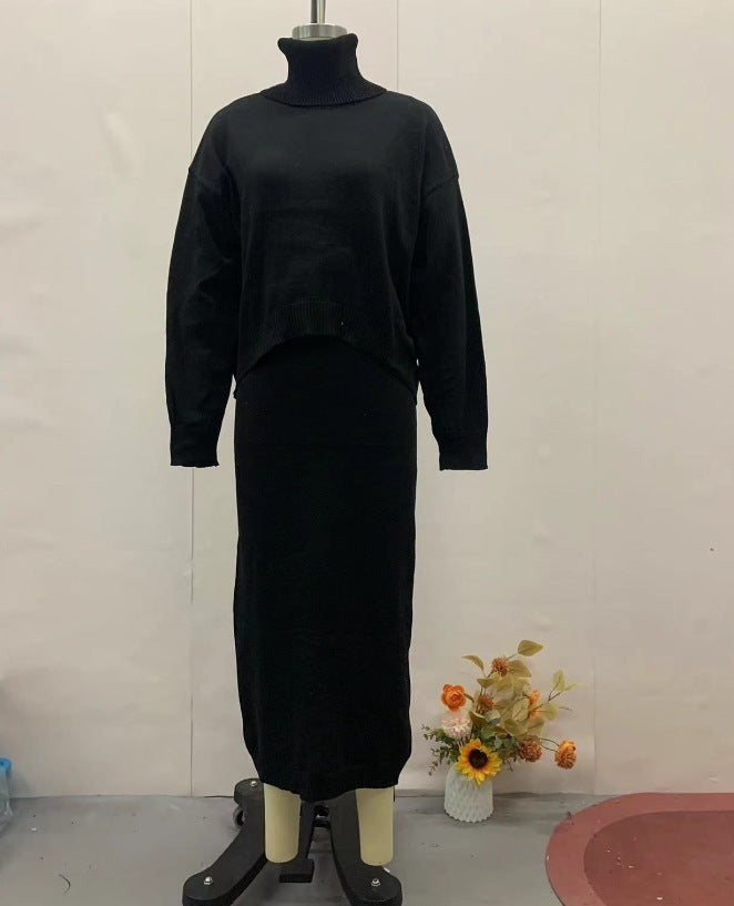 2pcs Women's Lazy Style Knitwear Elegant Skirt Set