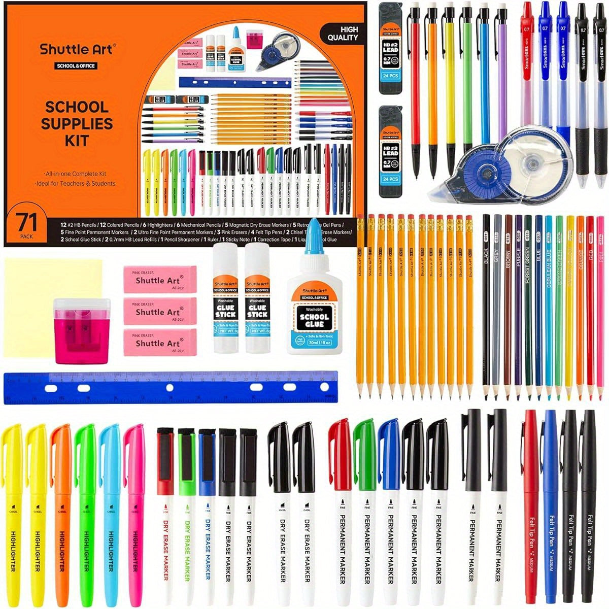71 Pack School Supplies Kit