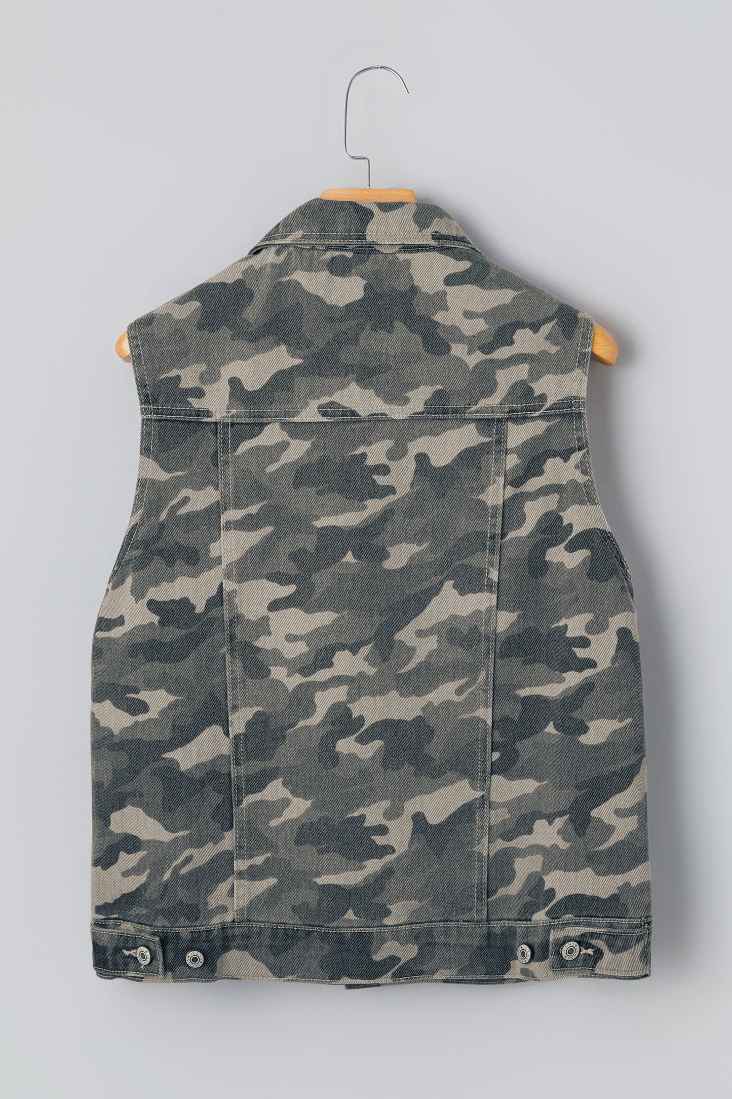 Gilet en jean treillis camouflage vert