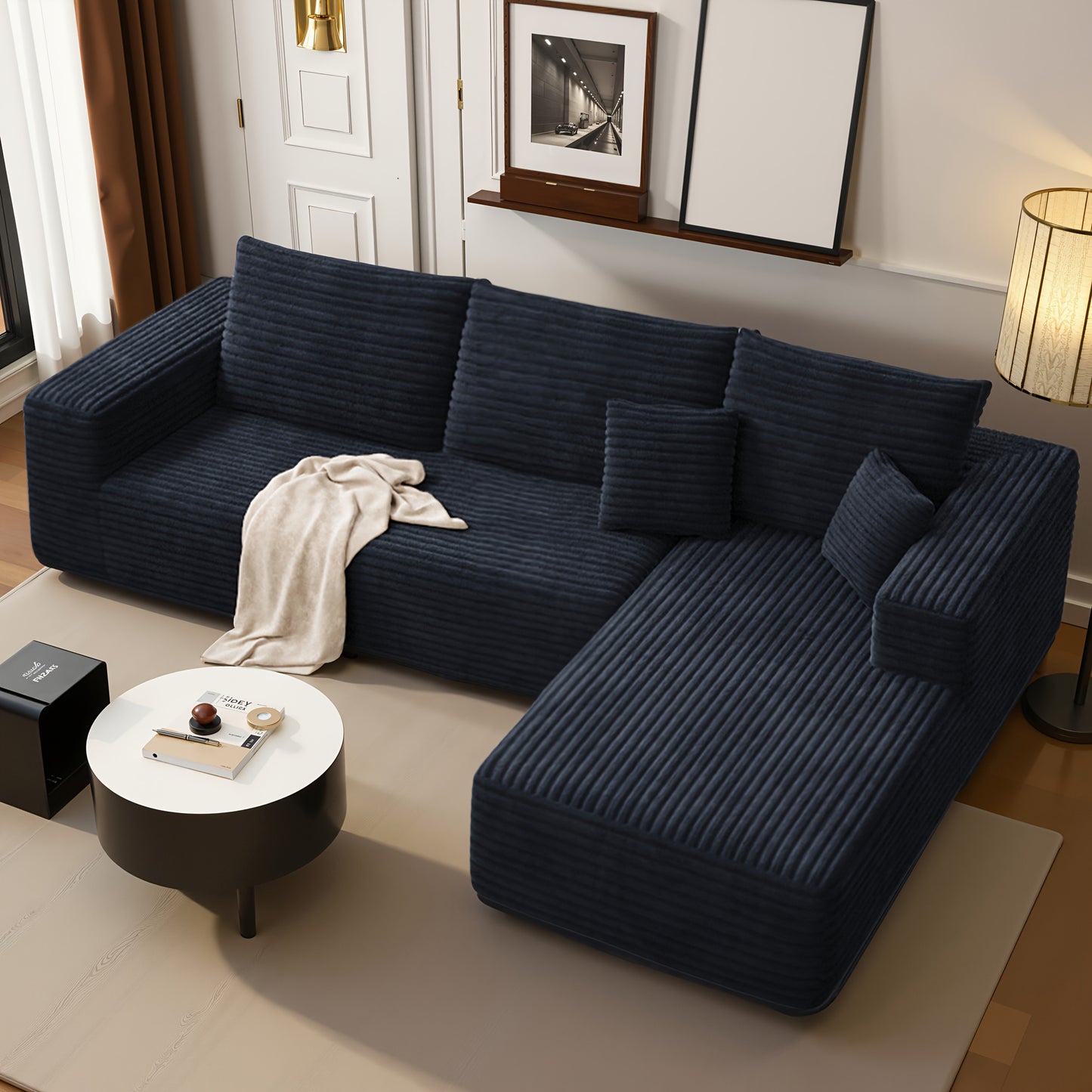 Oversized L Shaped Couch With Chaise  No Assembly Required