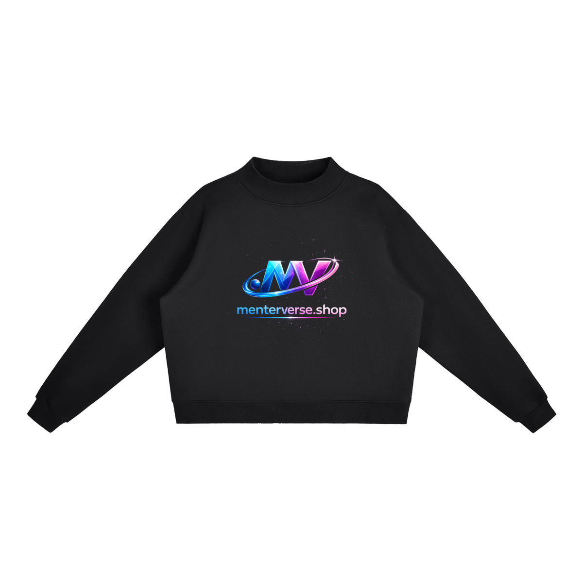 menterverse.shop Essential Fleece Mock-Neck Crew Sweatshirt