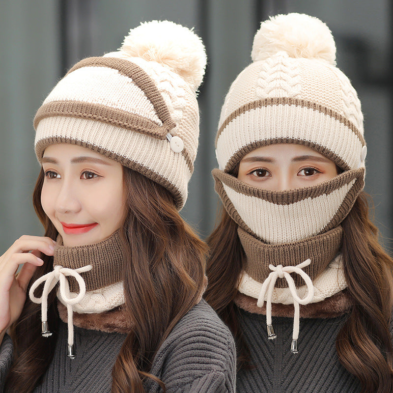 3pcs Women's Knitted Warm Beanie& Scarf Set