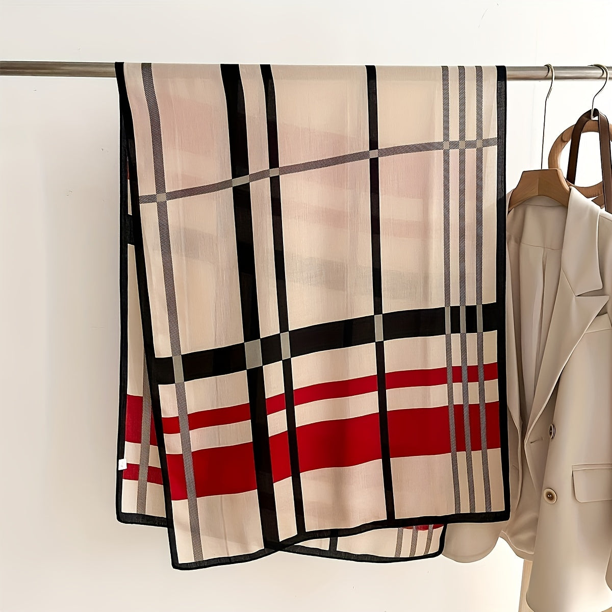 Soft Warm Color Block Striped Scarf