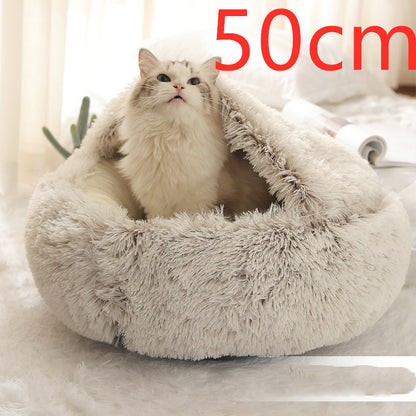 2 In 1 Dog And Cat Round Plush Winter