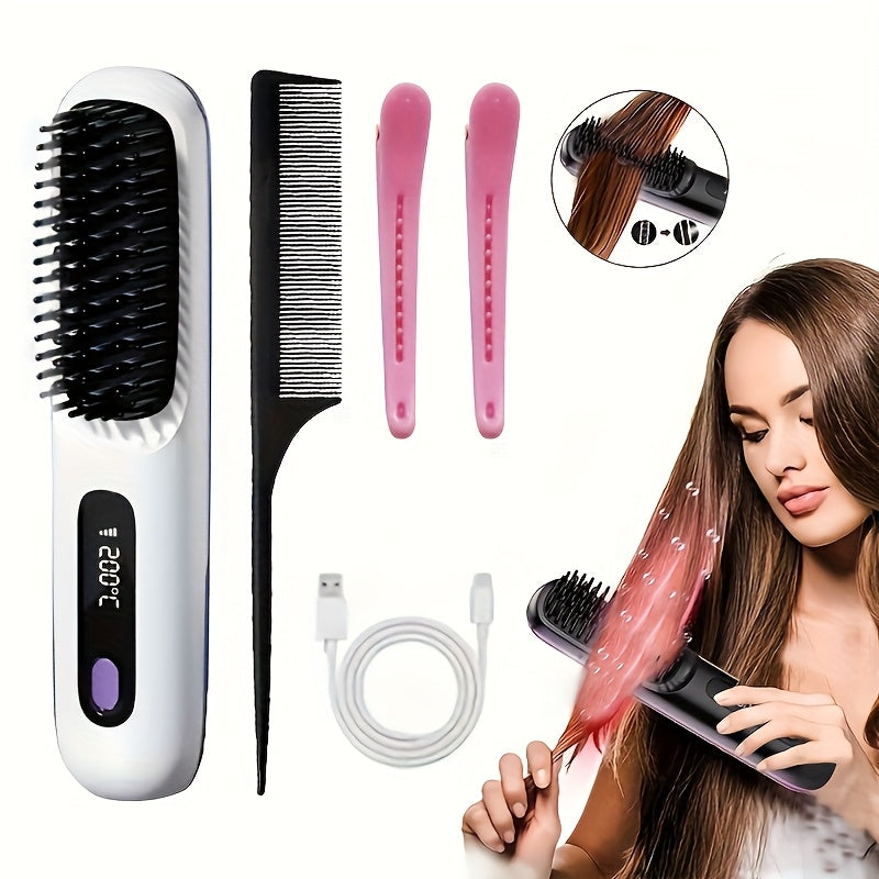 Portable Wireless Hair Straightener Comb