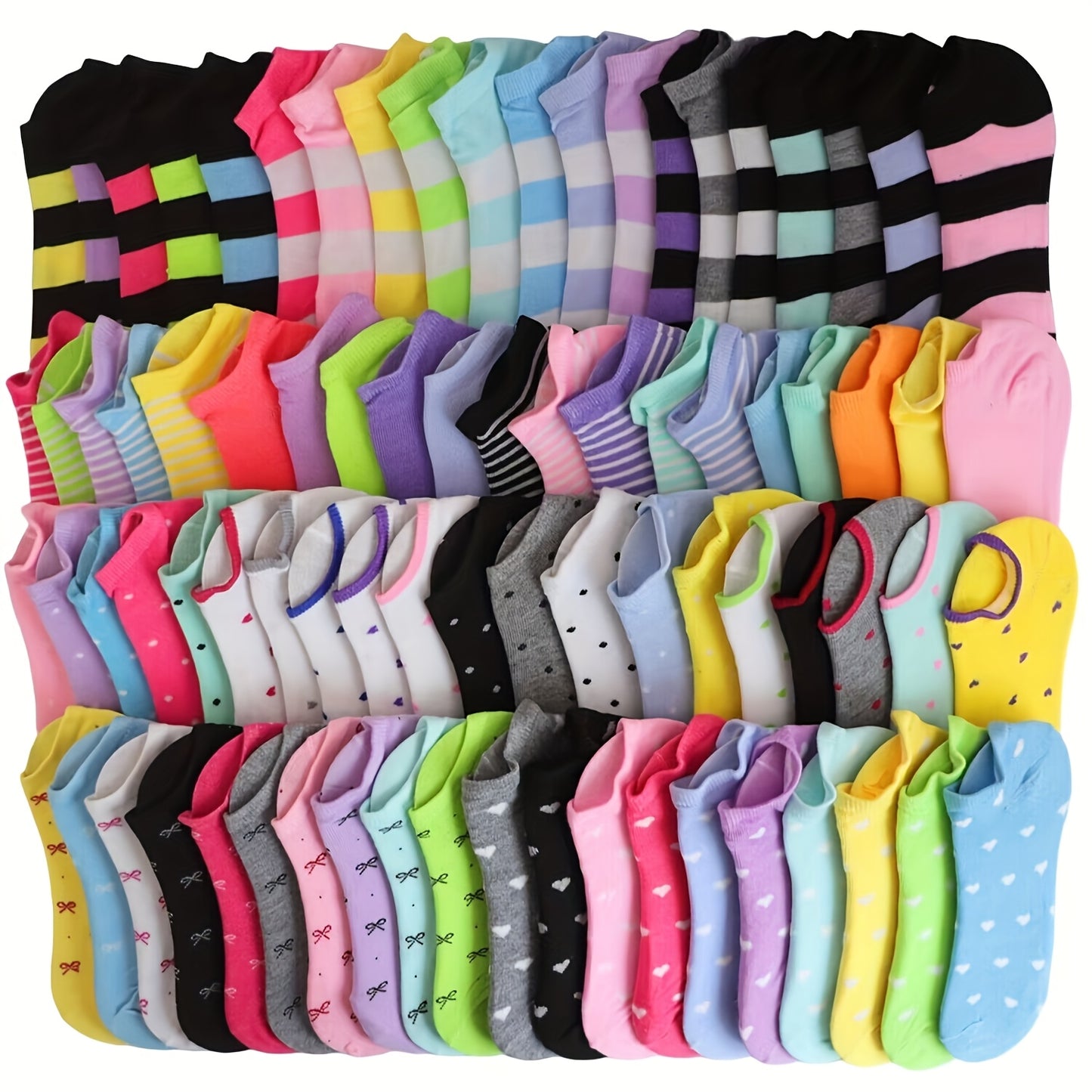 5/10/20 Breathable Women’s Colorful Heart Print Ankle Socks