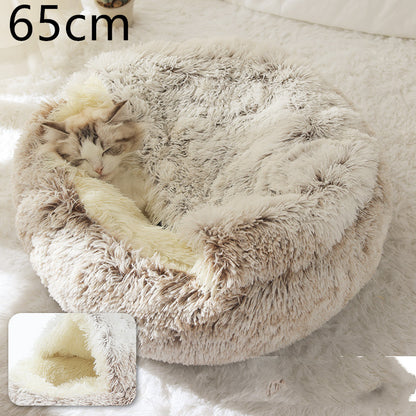 2 In 1 Dog And Cat Round Plush Winter