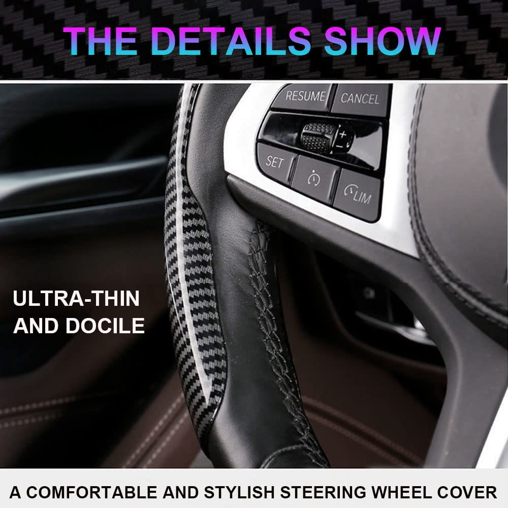 Non-Slip Carbon Fiber Steering Wheel Cover!