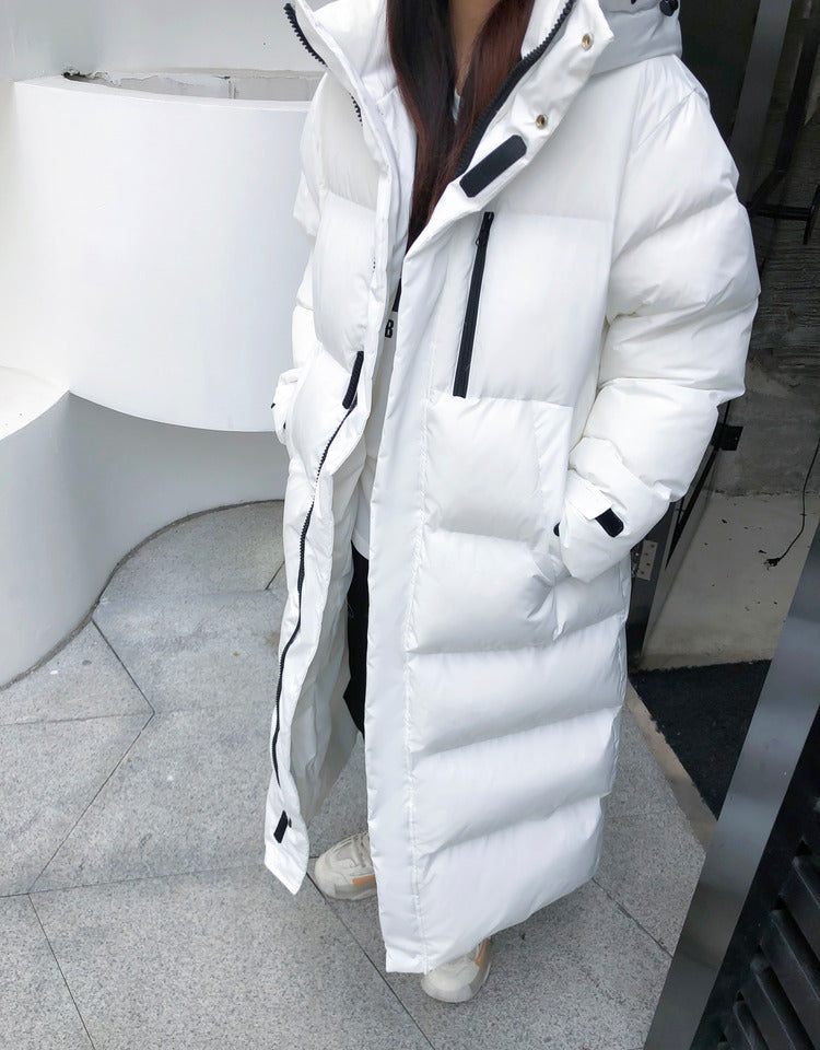 Korean-Style Mid-length Over-the-knee Down Cotton-padded Coat