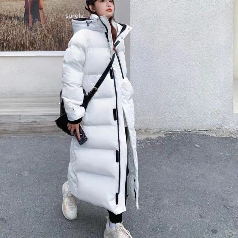 Korean-Style Mid-length Over-the-knee Down Cotton-padded Coat