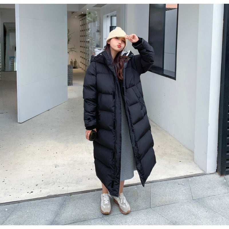 Korean-Style Mid-length Over-the-knee Down Cotton-padded Coat