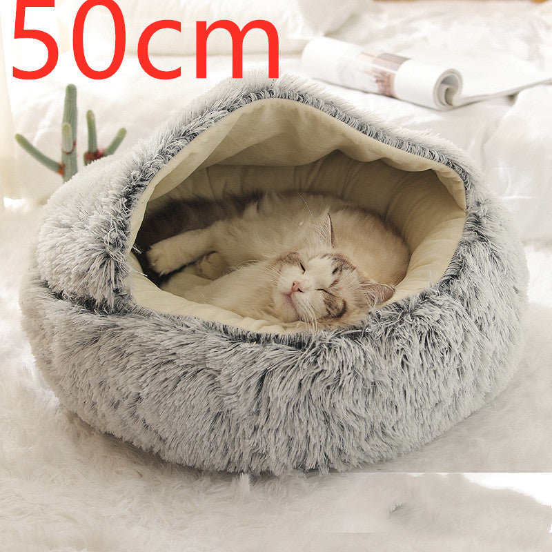 2 In 1 Dog And Cat Round Plush Winter