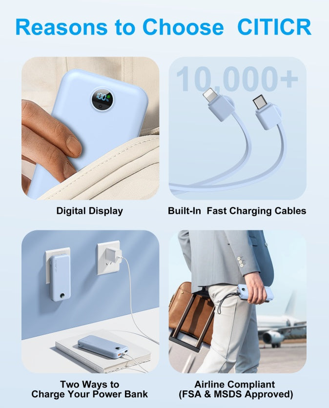 Digital Display Power Bank with AC Socket for Fast Charging
