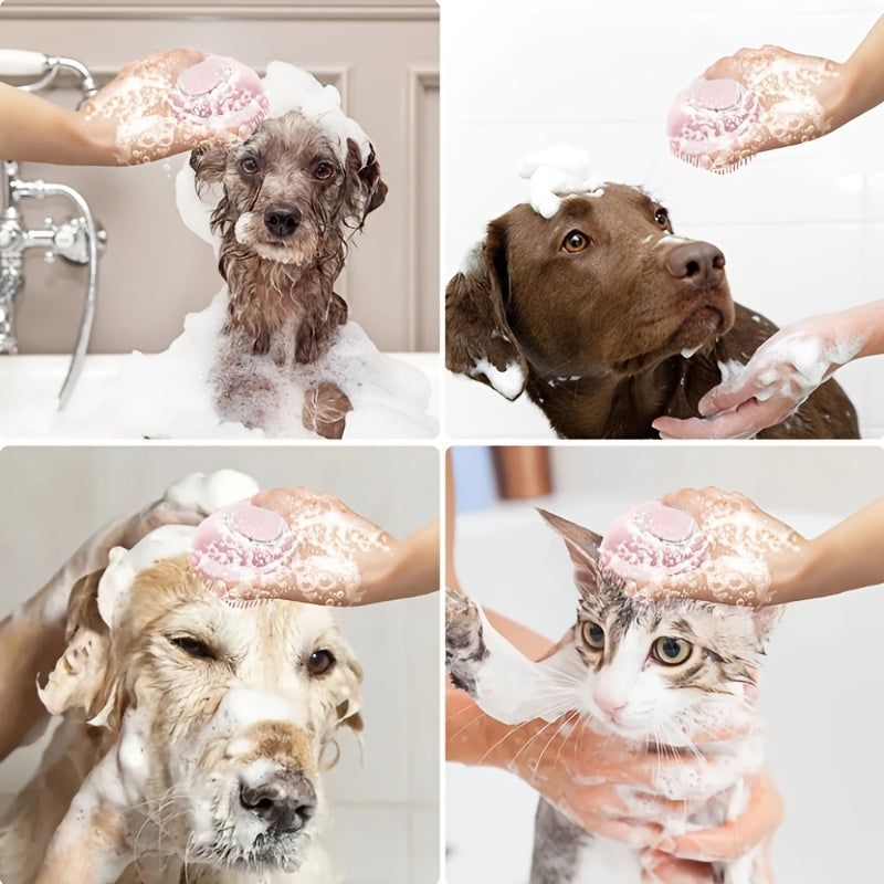 Soft Dog Bath Brush with Detachable Head & Soft Bristles