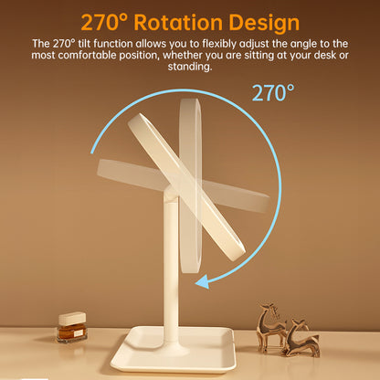 Large Square Rotating LED Makeup Mirror with Adjustable Lighting