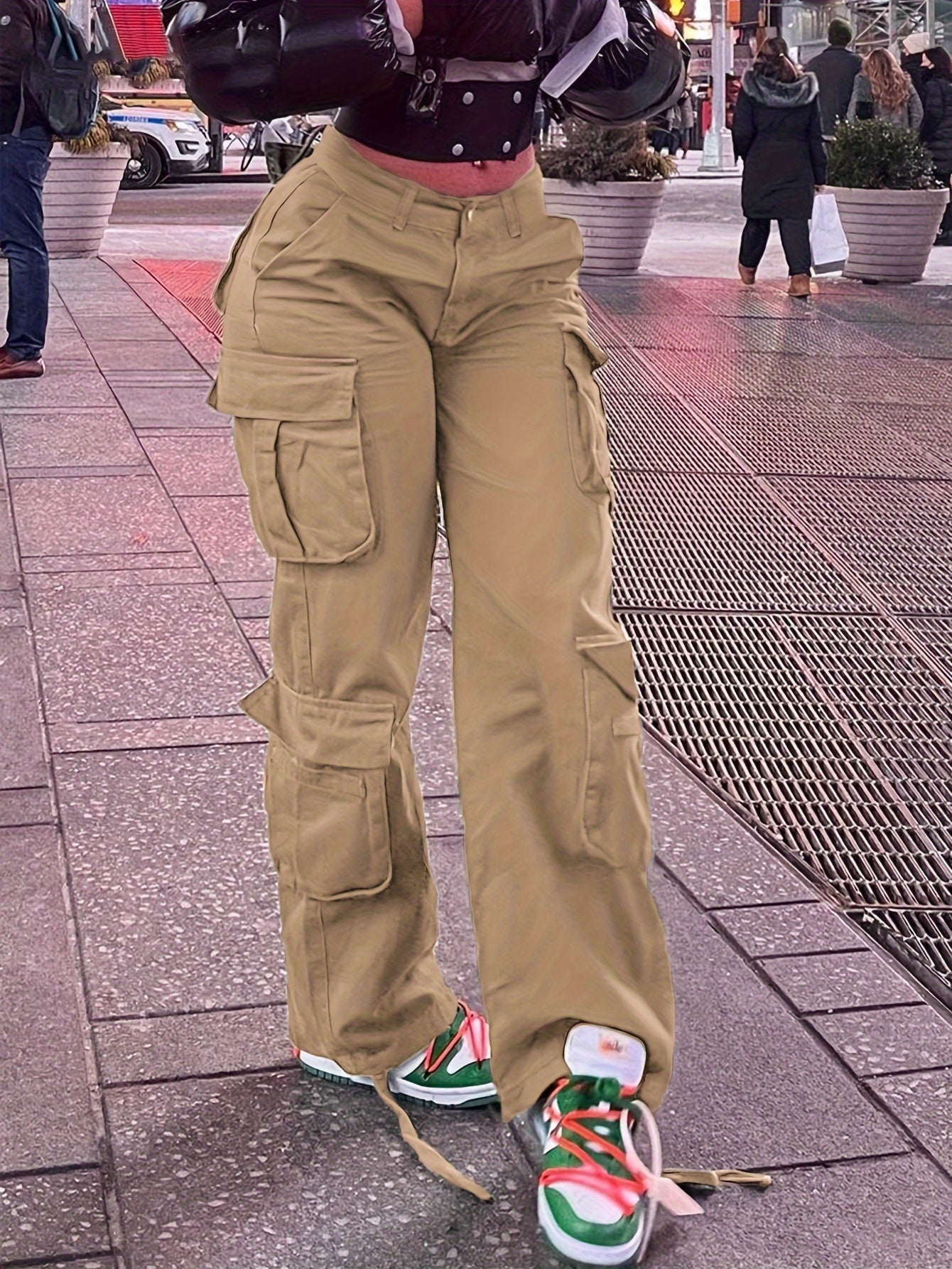 Plain Side Flap Pocket Cargo Jeans