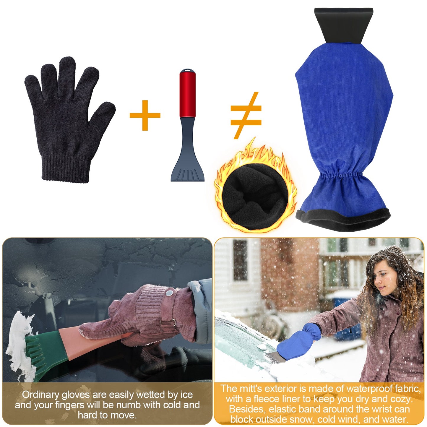 1Pc Ice & Snow Scraper Car Glove
