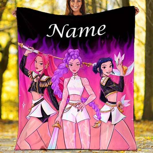 Personalized Anime K-POP Group Characters Flannel Blanket
