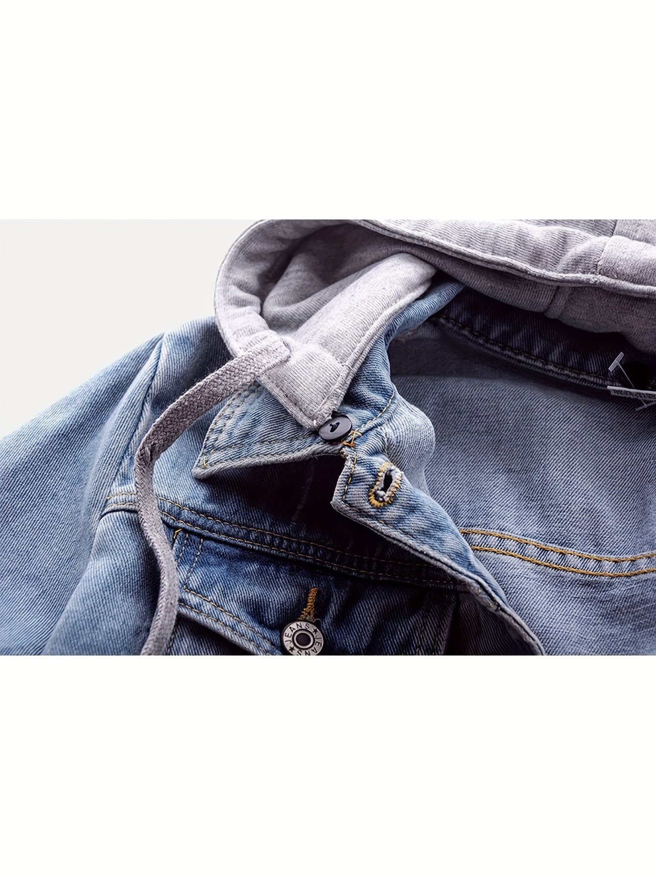 Women's Long Sleeve Denim Jacket with Removable Hood