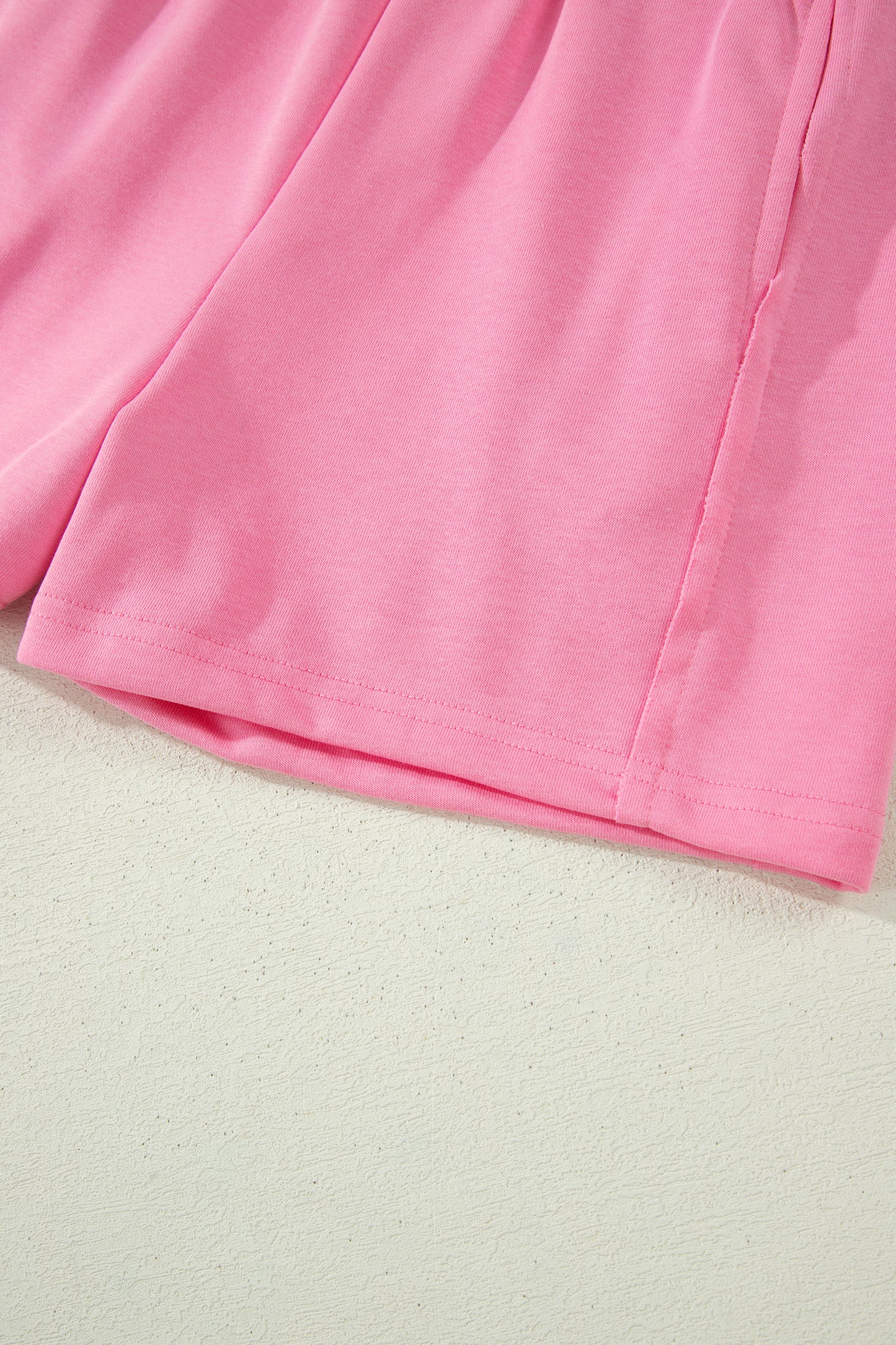 2 pcs Sachet Pink Slim Tank Top and Elastic High Waist Shorts Outfit