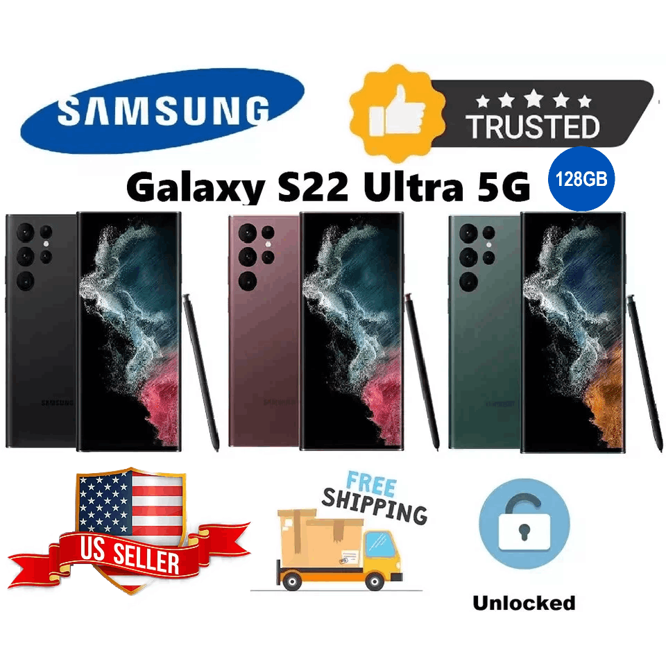 Brand NEW Samsung Galaxy S22 Ultra 5G 128GB (Green, Black, or Burgundy)