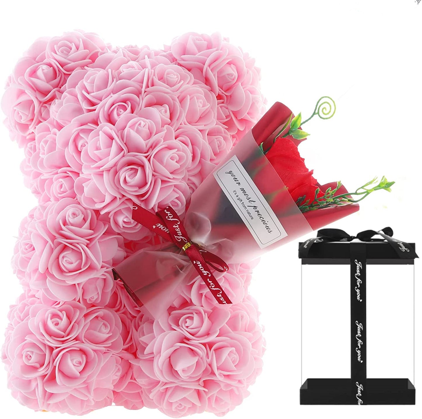 Preserved Rose Bear and Flower Valentine's Day Gift
