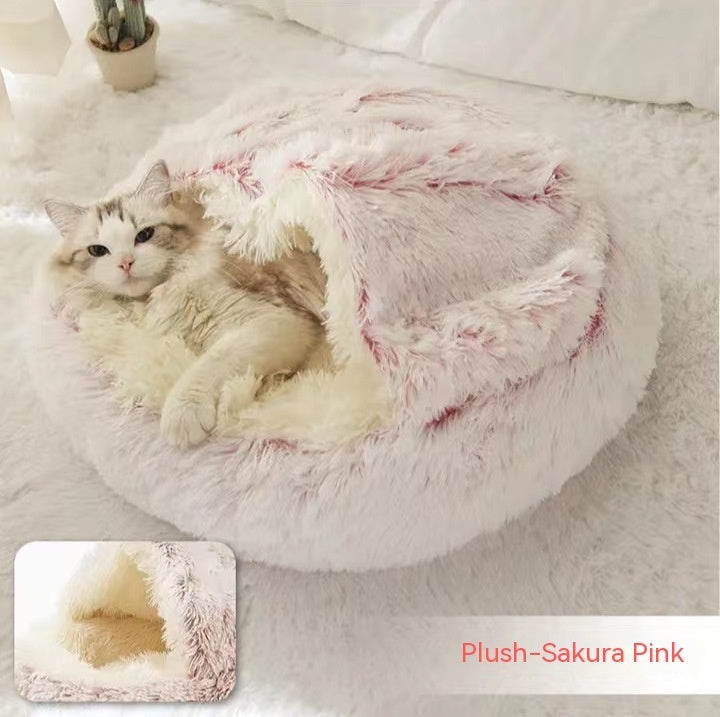 2 In 1 Dog And Cat Round Plush Winter