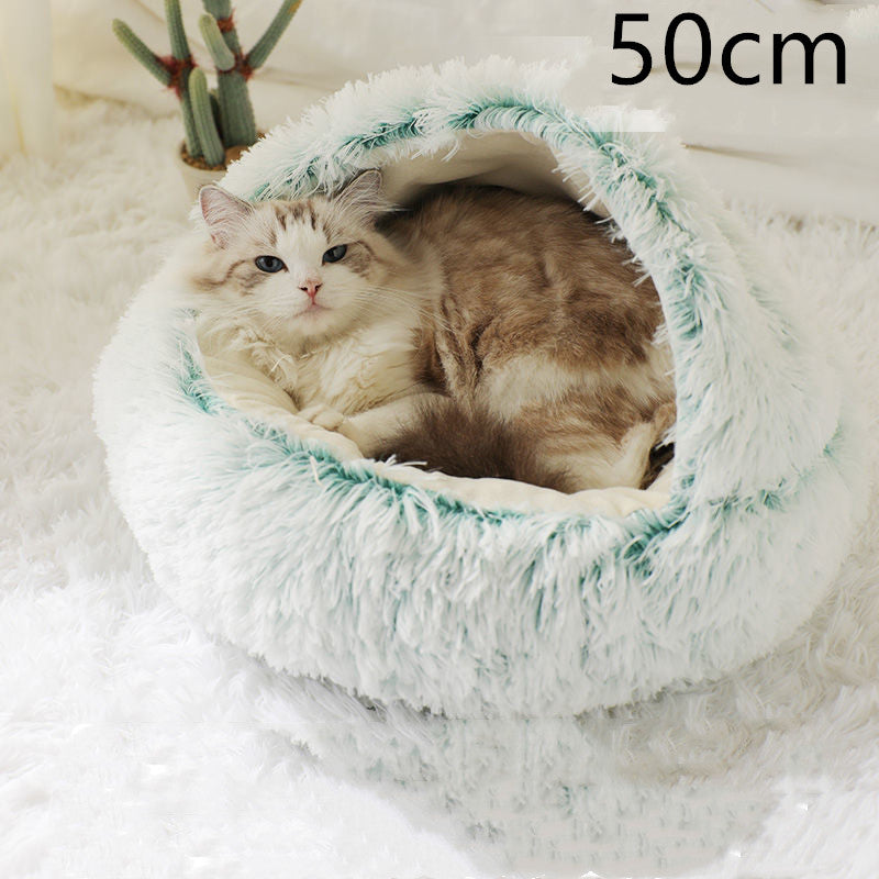 2 In 1 Dog And Cat Round Plush Winter
