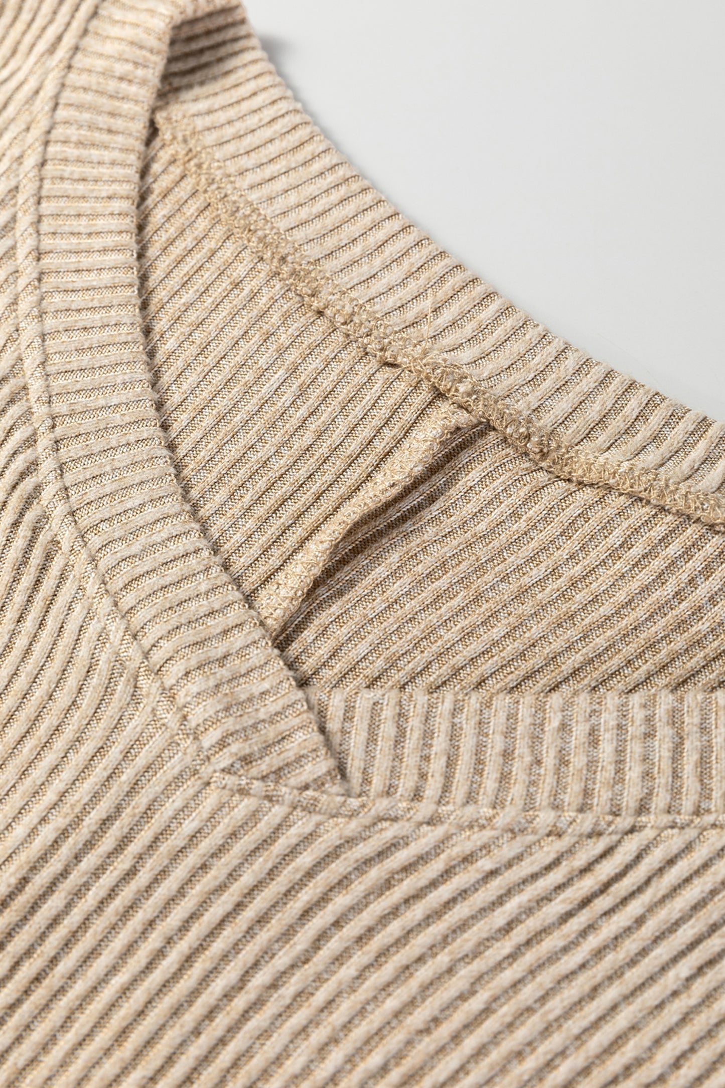 2pcs Jet Stream 3D Ribbed V Neck Pullover Drawstring Pants Lounge Set