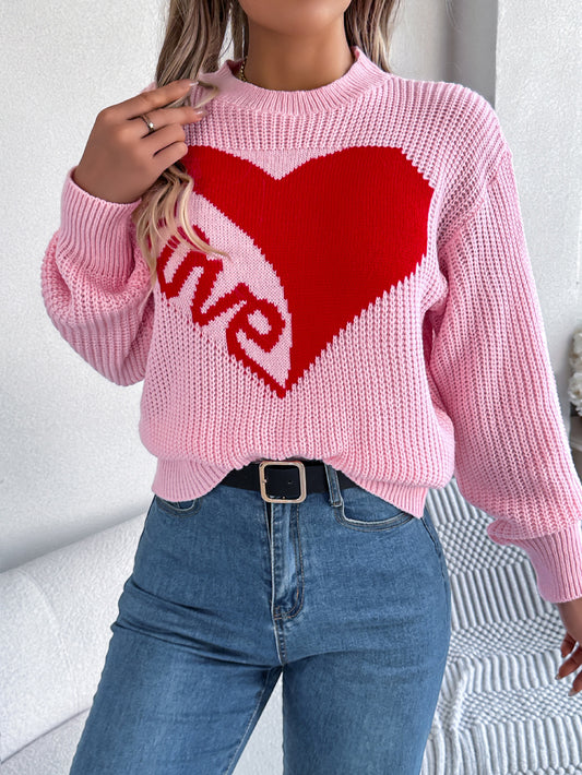 Women's Casual Heart LOVE Long Sleeve Sweater