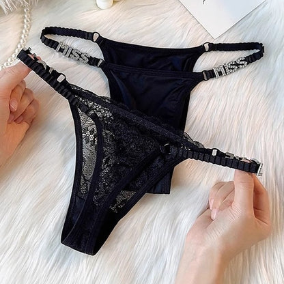 LOVE Rhinestone Letters T-back Lace Underwear