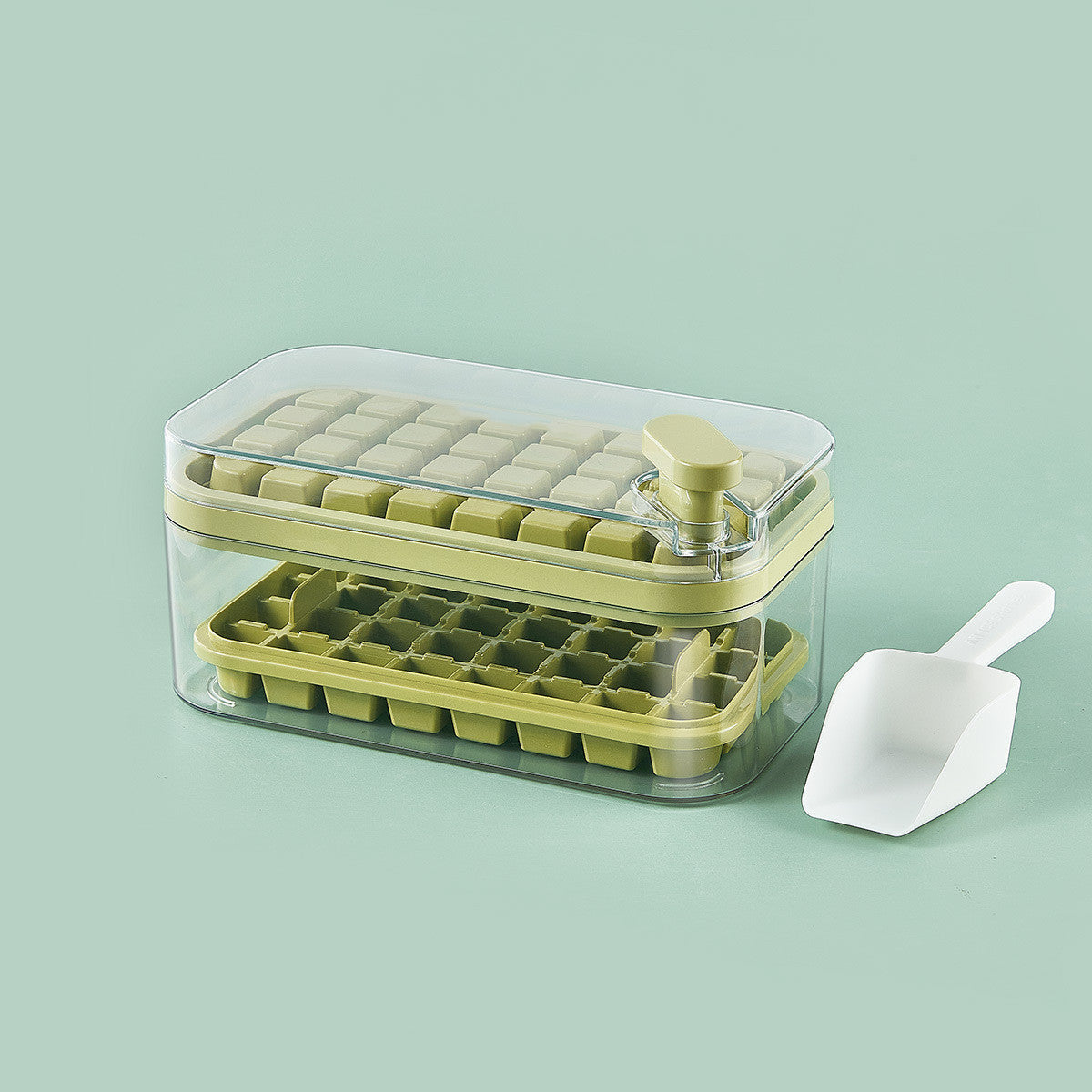 One-button Press Ice Cube Maker With Storage Box and Lid