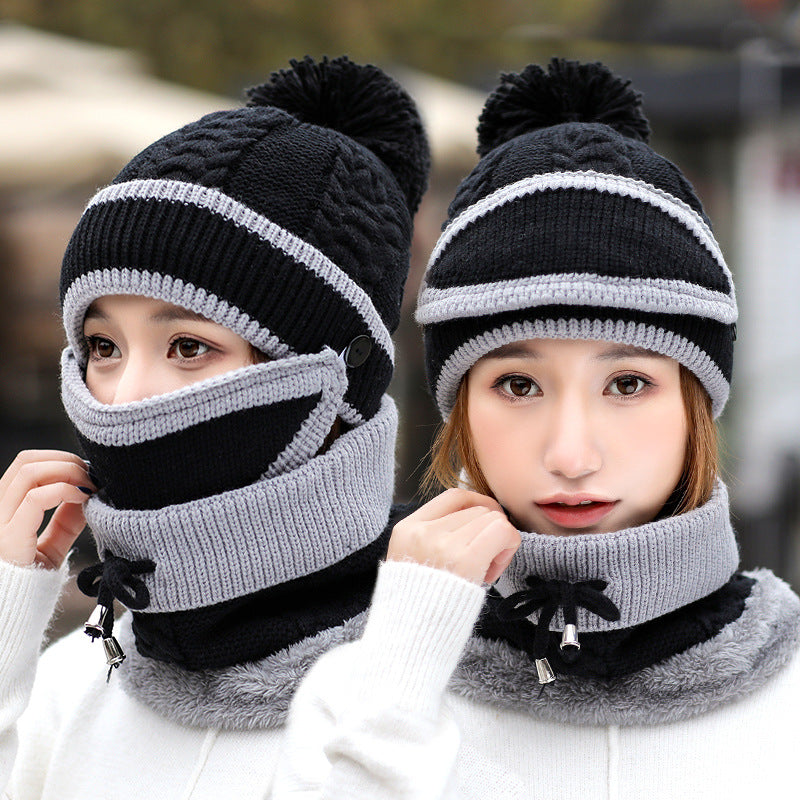 3pcs Women's Knitted Warm Beanie& Scarf Set
