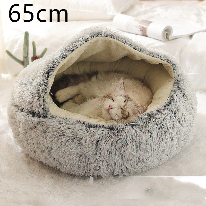 2 In 1 Dog And Cat Round Plush Winter