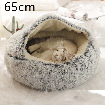 2 In 1 Dog And Cat Round Plush Winter