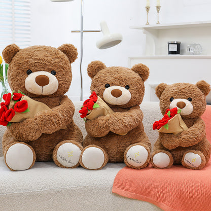 Cute Rose Flower Stuffed Bear