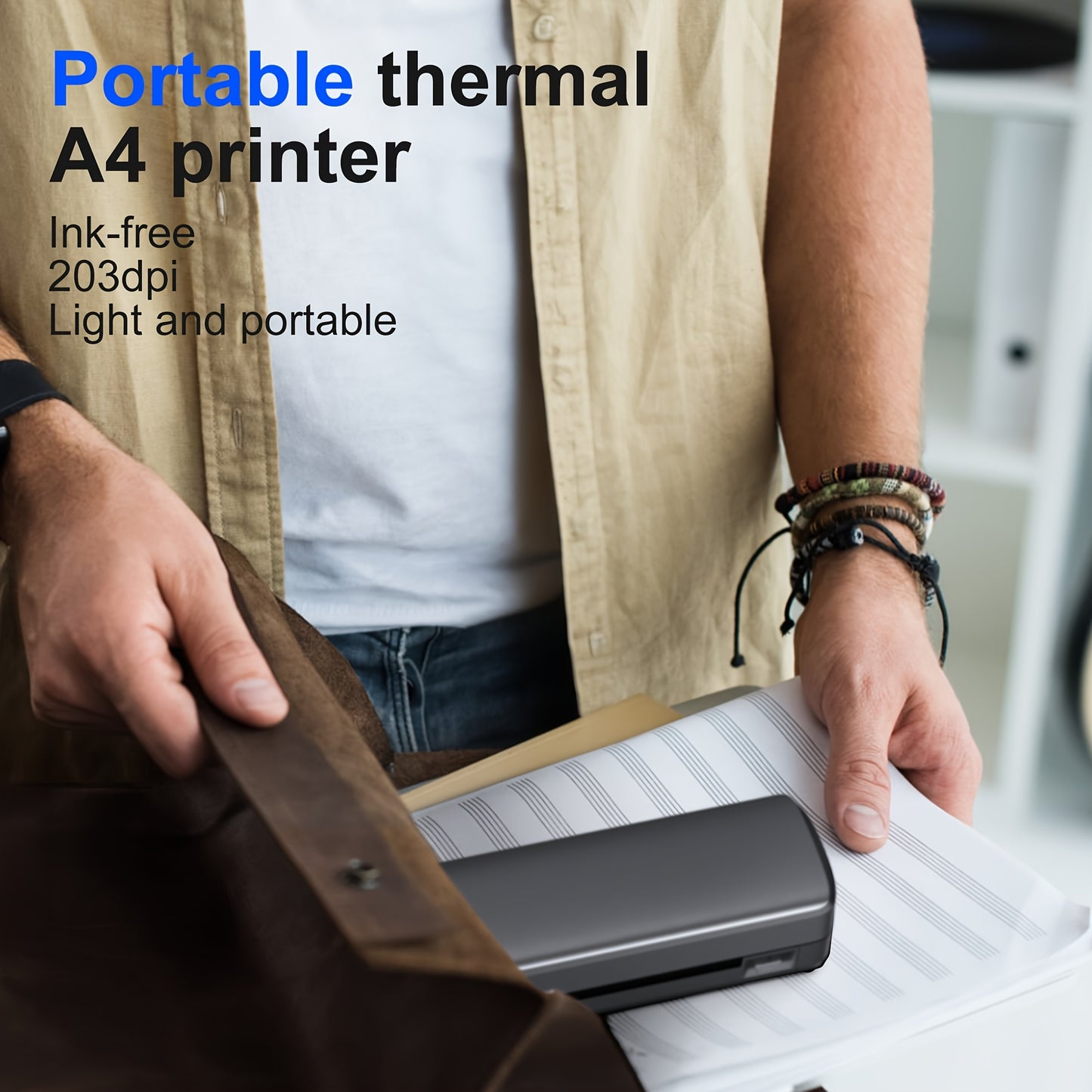 A4 Inkless Printer - Portable Thermal Printer for Wireless Mobile Travel