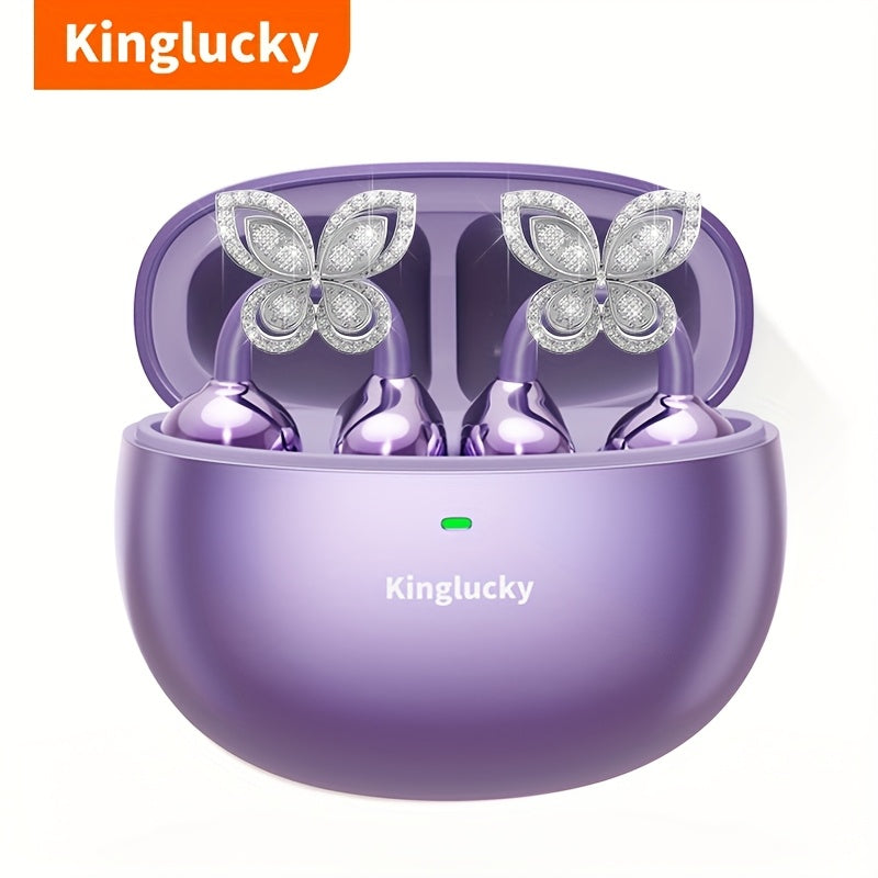 Clip On Luxurious Diamond Bow Headphone