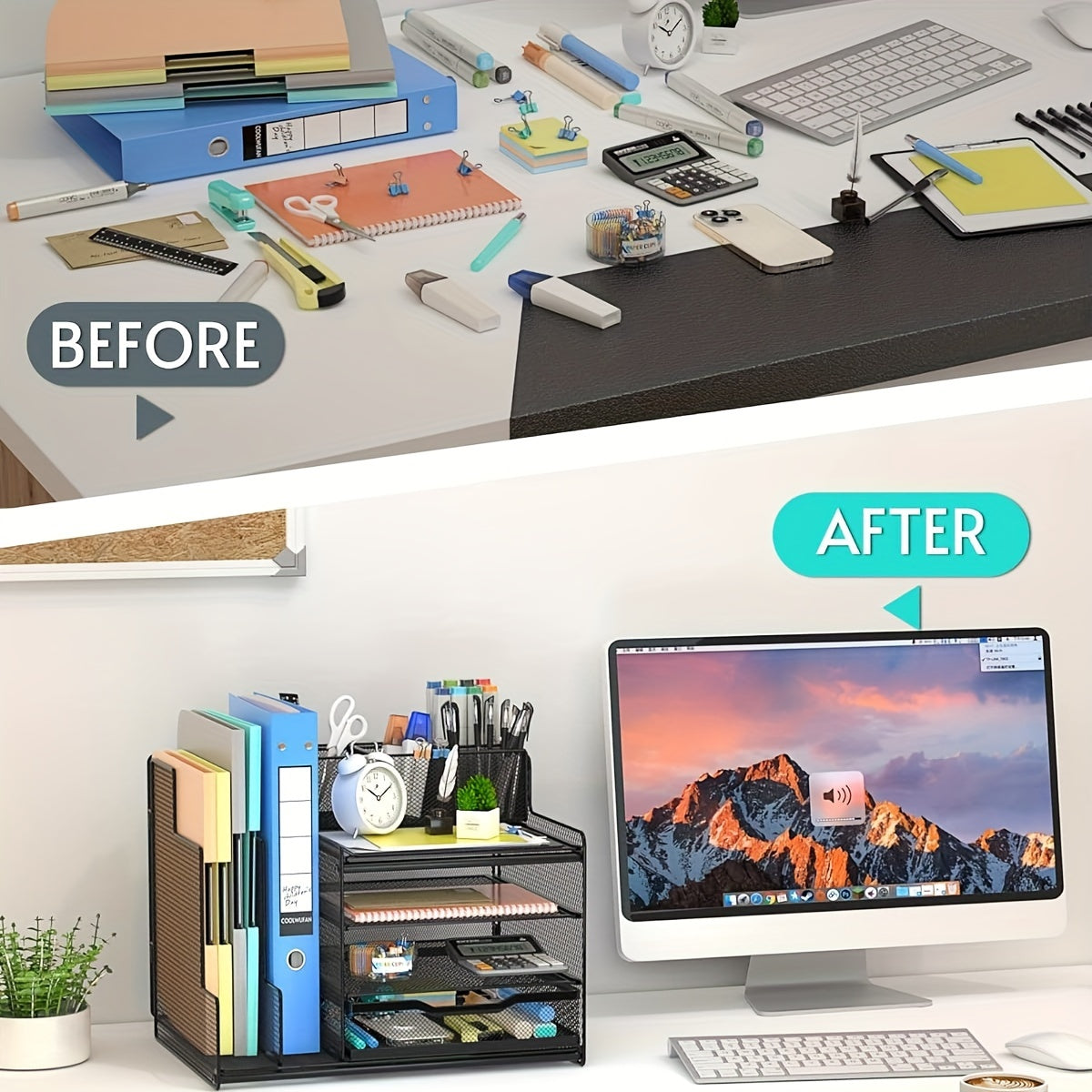 Desk Organizer with Mesh File Holder