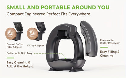 2 in 1 Single Serve Coffee Maker Compatible With K Cup & Ground Coffee