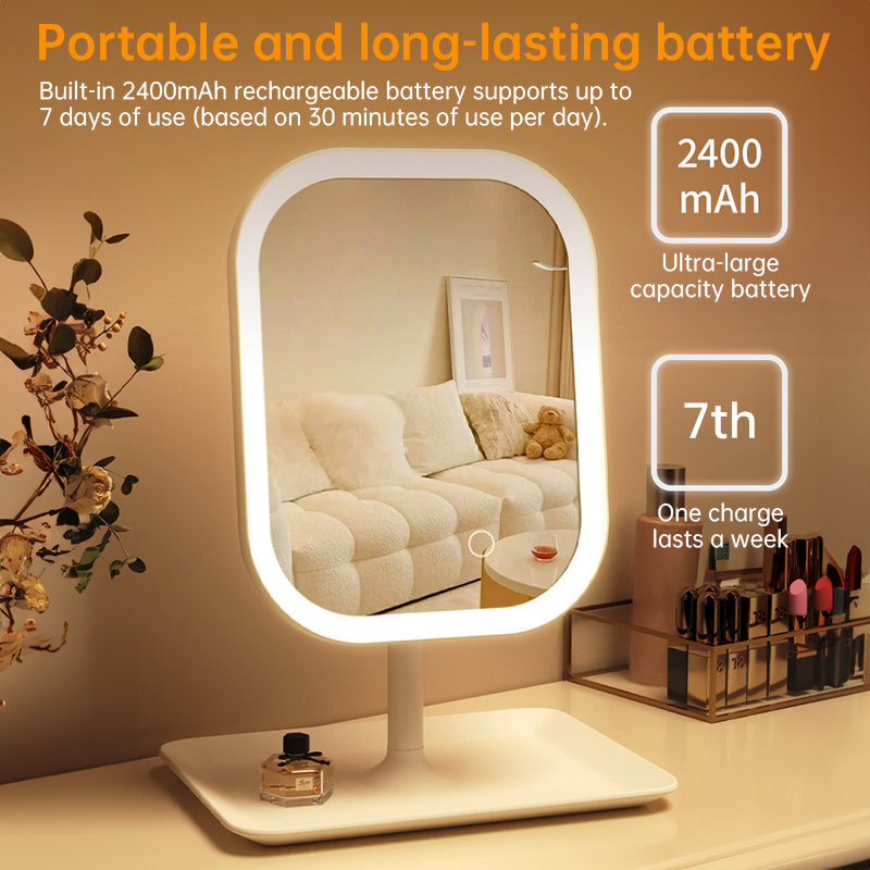 Large Square Rotating LED Makeup Mirror with Adjustable Lighting