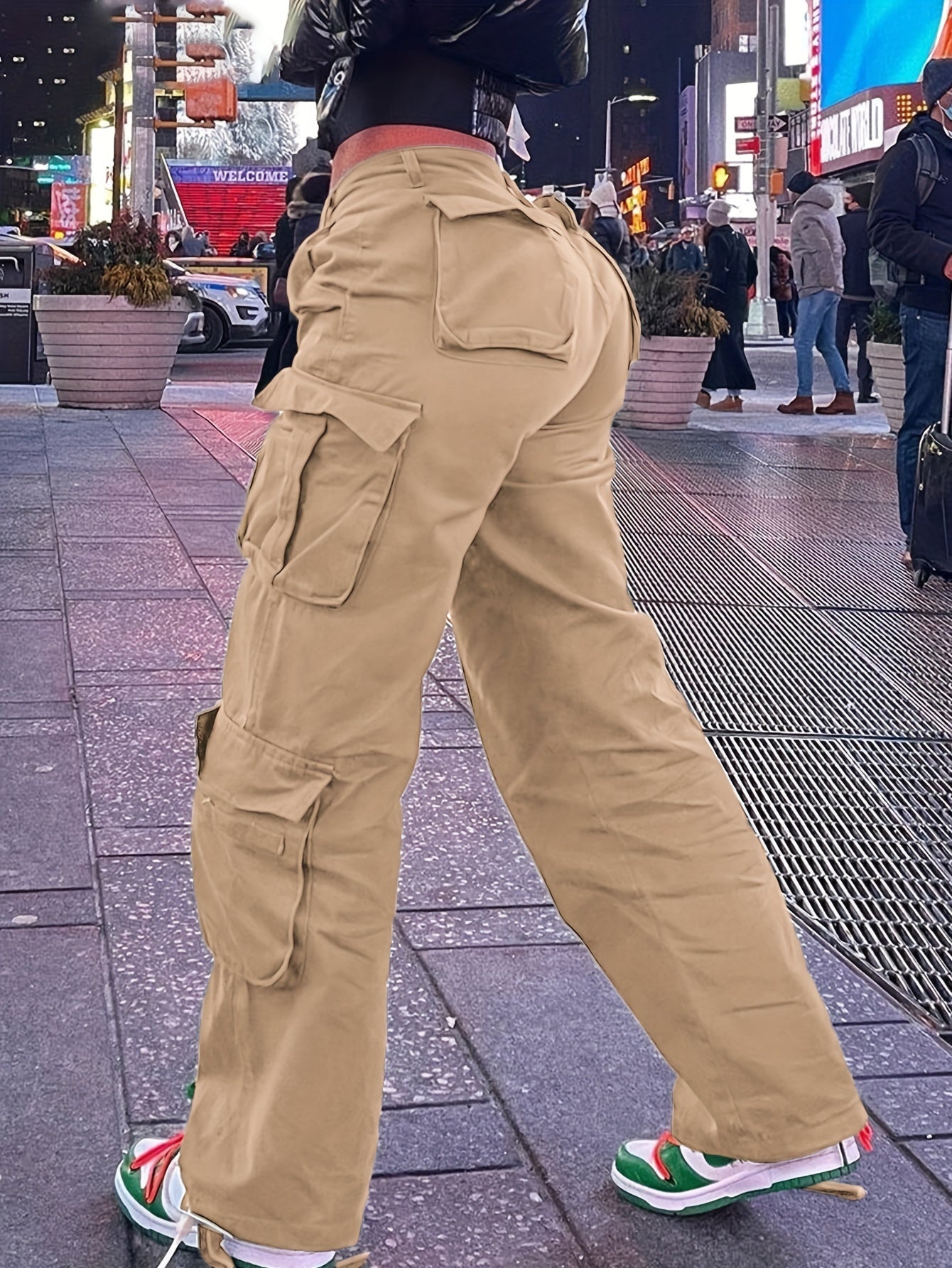 Plain Side Flap Pocket Cargo Jeans