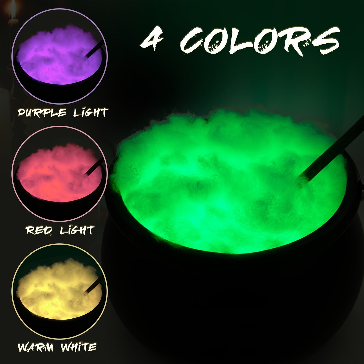 Magic Automatic Rotating Stirring Cauldron with 4 LED Light Strings