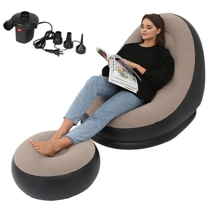 Inflatable Air Mattress Deck Chair with Comfortable Leg Stool