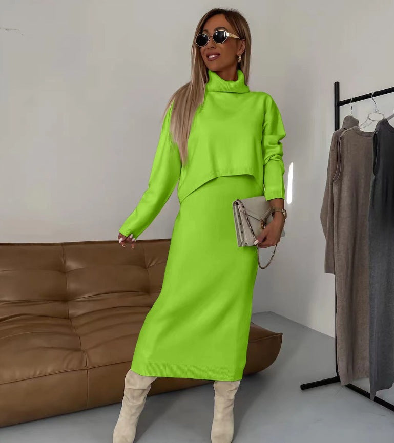 2pcs Women's Lazy Style Knitwear Elegant Skirt Set
