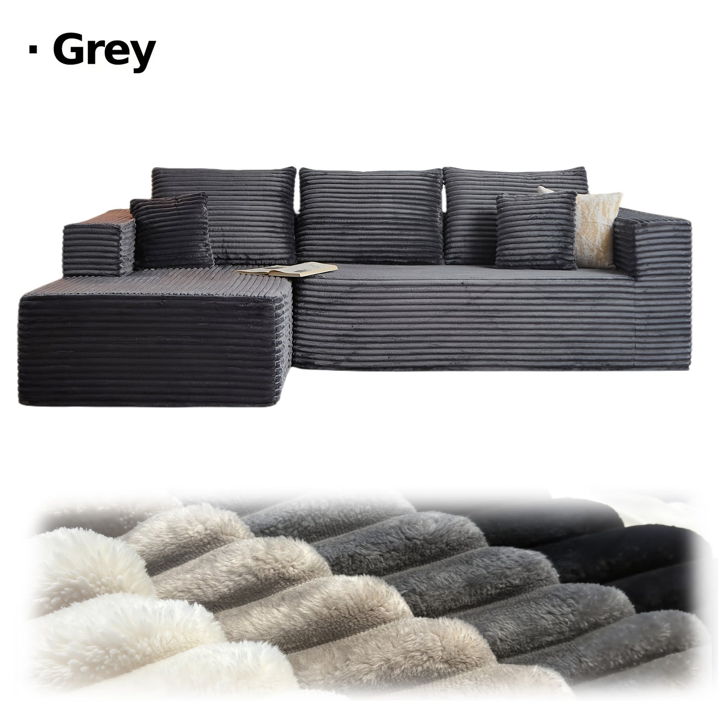 Oversized L Shaped Couch With Chaise  No Assembly Required