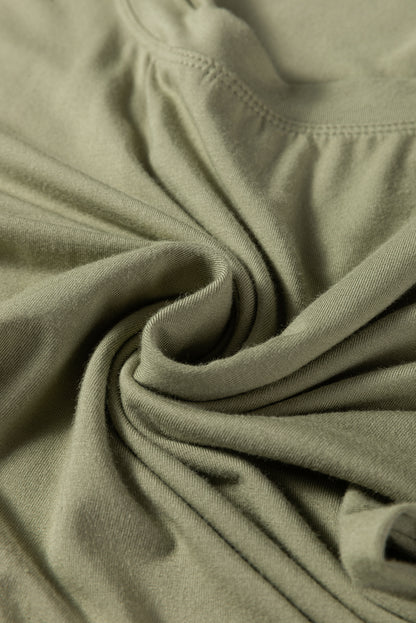 Laurel Green Solid Color Long Sleeve Fitted Top