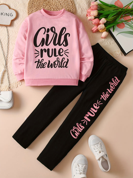 Girl's Letter Two-Piece Casual Set
