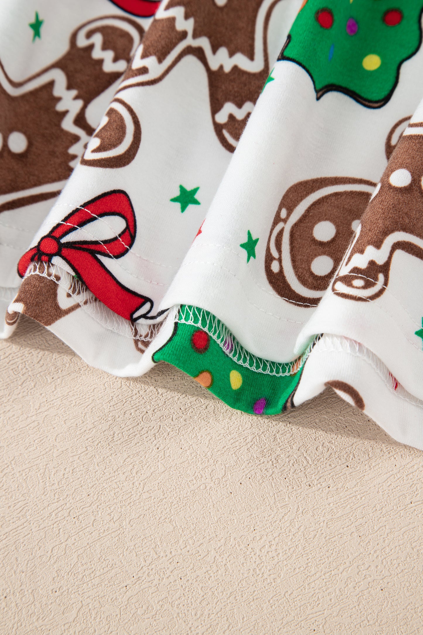 2pcs White Christmas Pattern Button V Neck Pullover Drawstring Pants Lounge Set