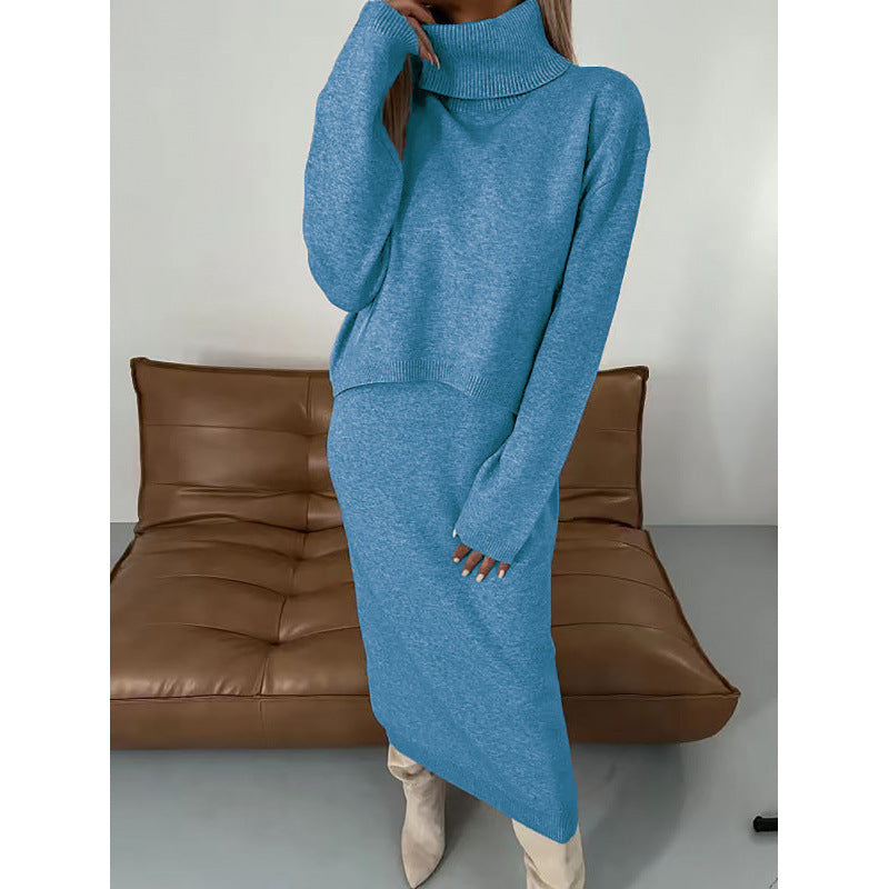 2pcs Women's Lazy Style Knitwear Elegant Skirt Set